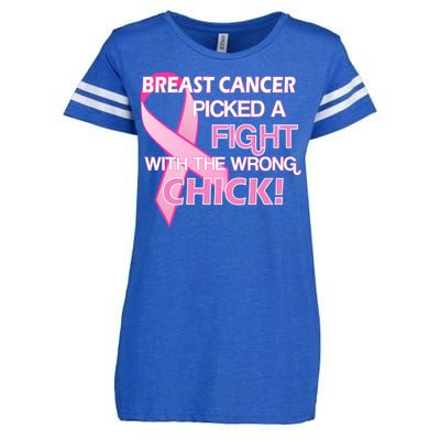 Breast Cancer Picked The Wrong Chick Enza Ladies Jersey Football T-Shirt