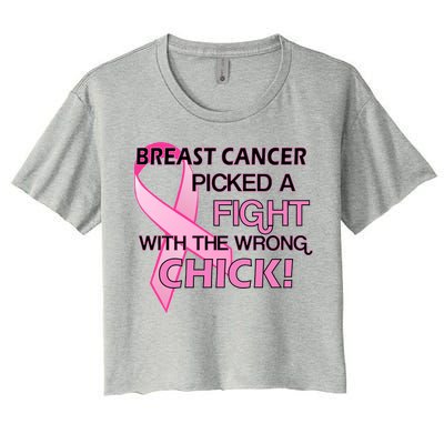 Breast Cancer Picked The Wrong Chick Women's Crop Top Tee