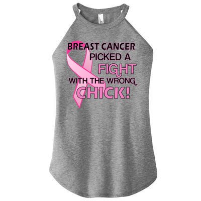 Breast Cancer Picked The Wrong Chick Women's Perfect Tri Rocker Tank