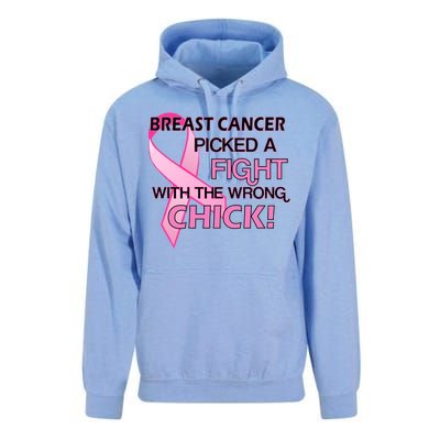 Breast Cancer Picked The Wrong Chick Unisex Surf Hoodie