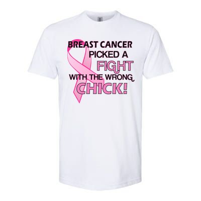 Breast Cancer Picked The Wrong Chick Softstyle CVC T-Shirt