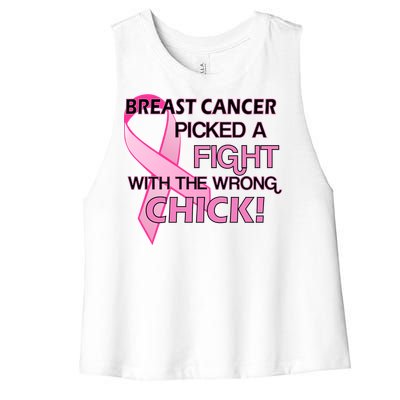 Breast Cancer Picked The Wrong Chick Women's Racerback Cropped Tank