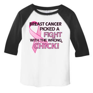 Breast Cancer Picked The Wrong Chick Toddler Fine Jersey T-Shirt