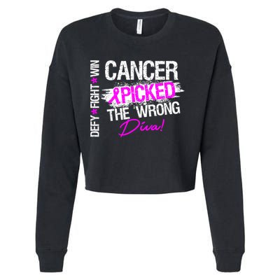 Breast Cancer Picked The Wrong Diva Cropped Pullover Crew