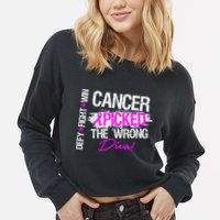 Breast Cancer Picked The Wrong Diva Cropped Pullover Crew