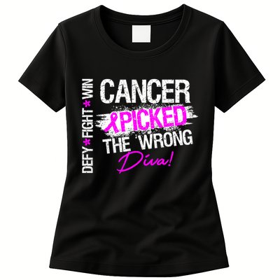Breast Cancer Picked The Wrong Diva Womens T-Shirt