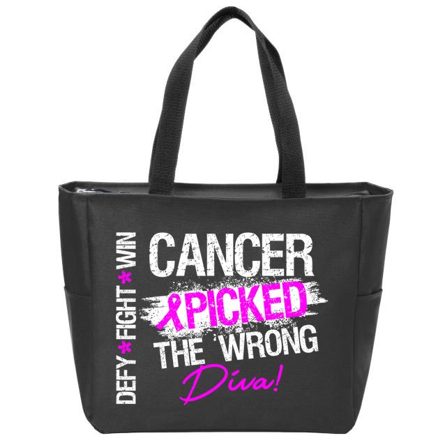 Breast Cancer Picked The Wrong Diva Zip Tote Bag