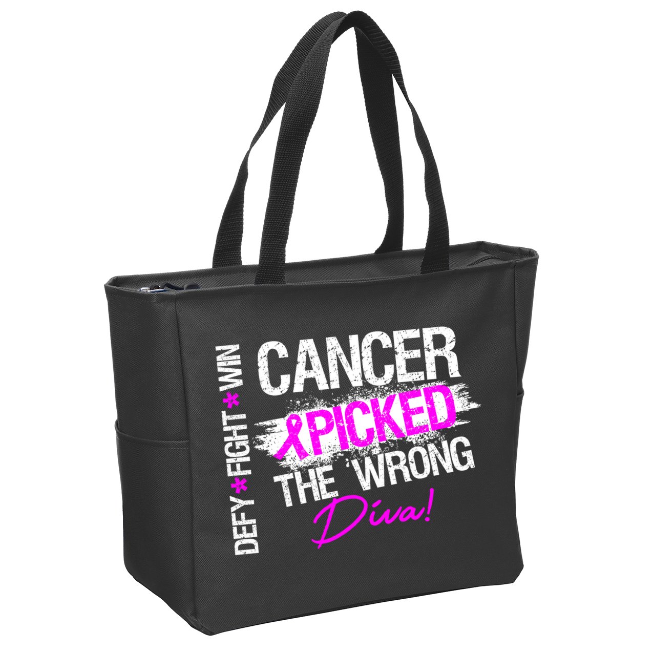 Breast Cancer Picked The Wrong Diva Zip Tote Bag
