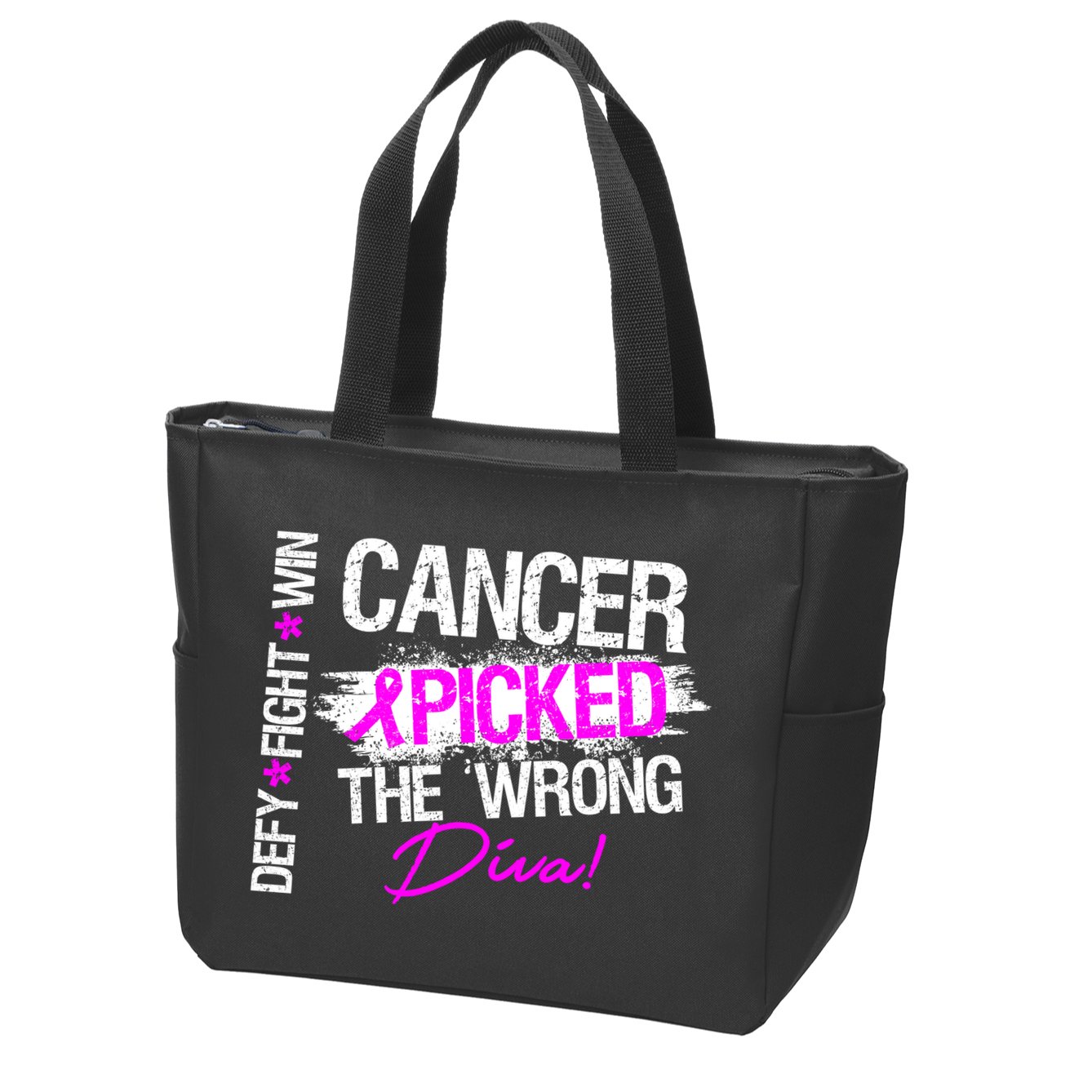 Breast Cancer Picked The Wrong Diva Zip Tote Bag