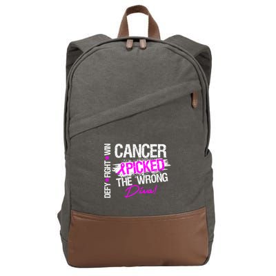 Breast Cancer Picked The Wrong Diva Cotton Canvas Backpack
