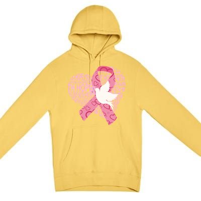 Breast Cancer Ribbon Of Love  Premium Pullover Hoodie