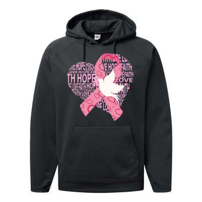 Breast Cancer Ribbon Of Love  Performance Fleece Hoodie