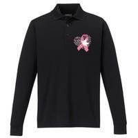 Breast Cancer Ribbon Of Love  Performance Long Sleeve Polo