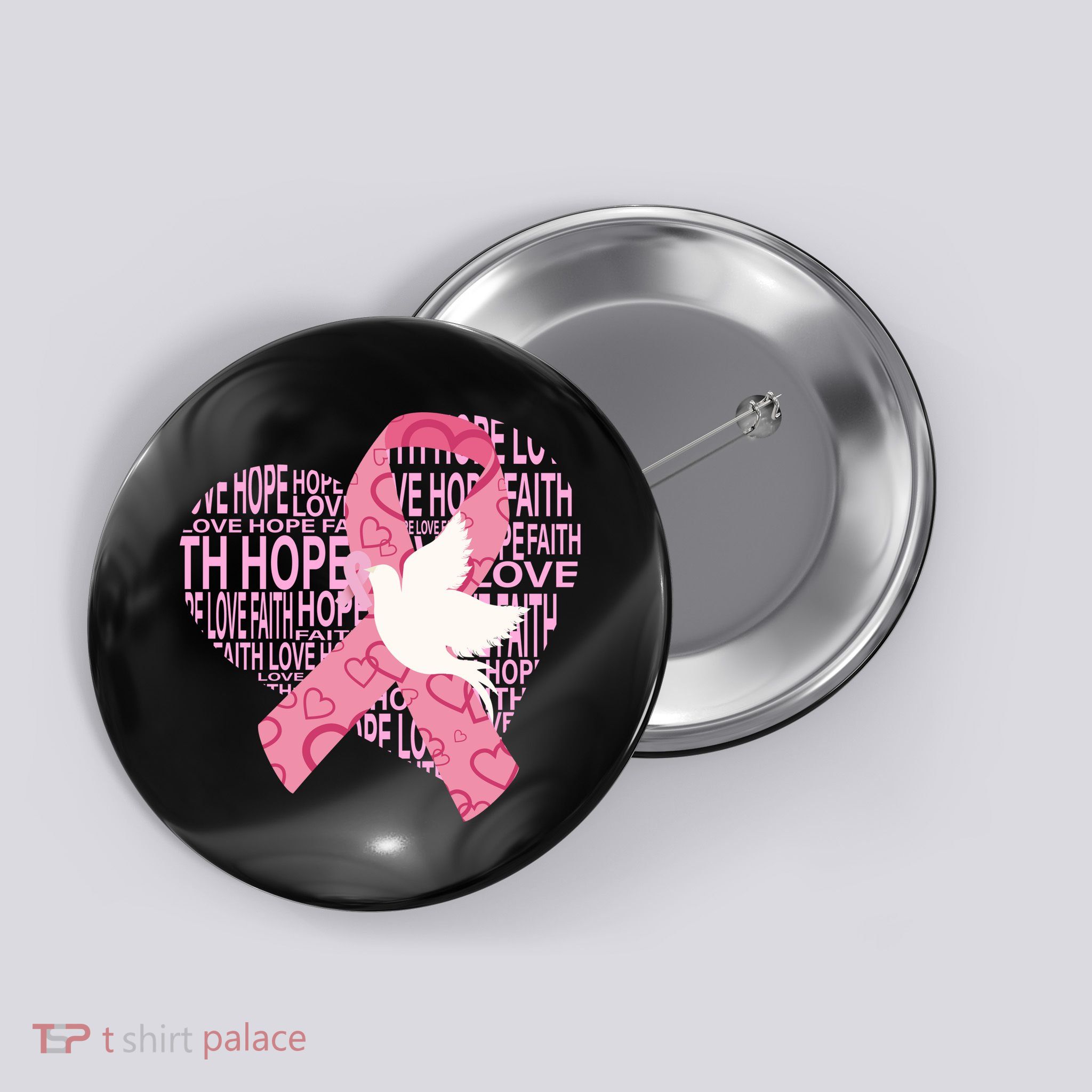 Breast Cancer Ribbon Of Love  Button