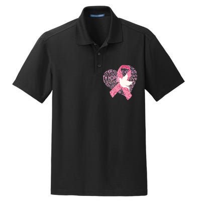 Breast Cancer Ribbon Of Love  Dry Zone Grid Polo