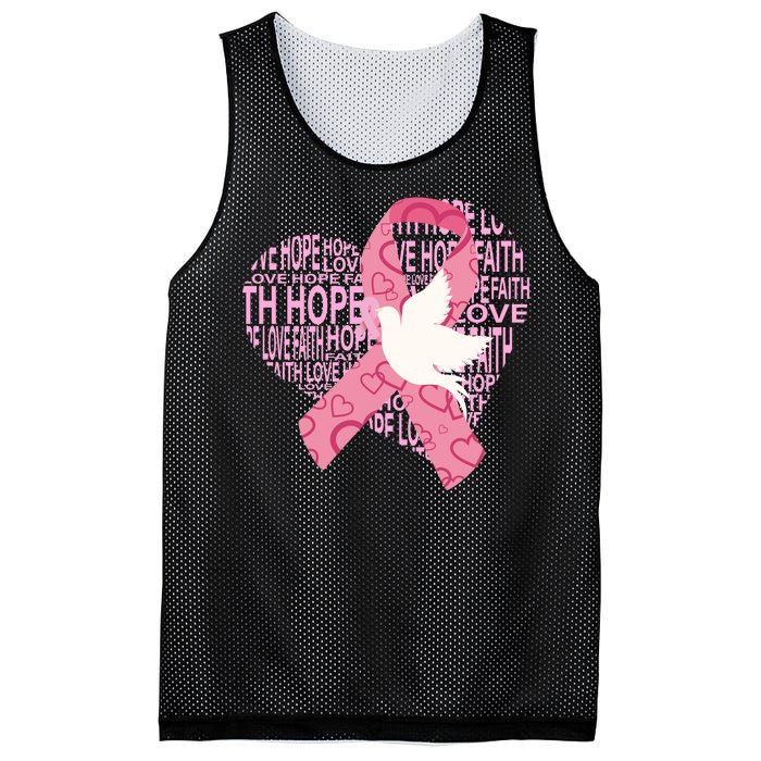 Breast Cancer Ribbon Of Love  Mesh Reversible Basketball Jersey Tank