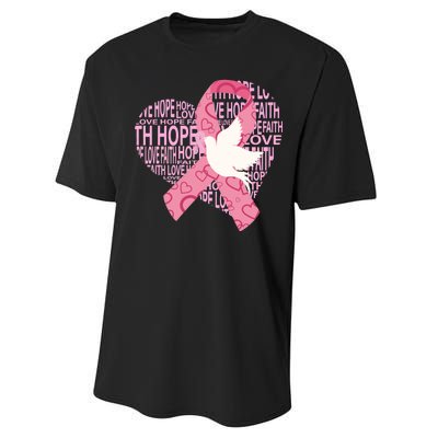 Breast Cancer Ribbon Of Love  Performance Sprint T-Shirt