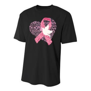 Breast Cancer Ribbon Of Love  Youth Performance Sprint T-Shirt