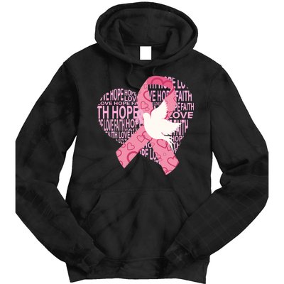 Breast Cancer Ribbon Of Love  Tie Dye Hoodie