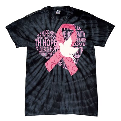 Breast Cancer Ribbon Of Love  Tie-Dye T-Shirt