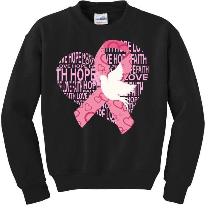 Breast Cancer Ribbon Of Love  Kids Sweatshirt