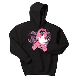 Breast Cancer Ribbon Of Love  Kids Hoodie