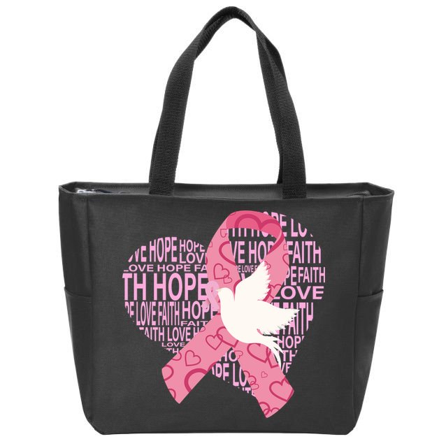 Breast Cancer Ribbon Of Love  Zip Tote Bag