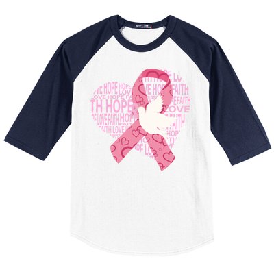 Breast Cancer Ribbon Of Love  Baseball Sleeve Shirt