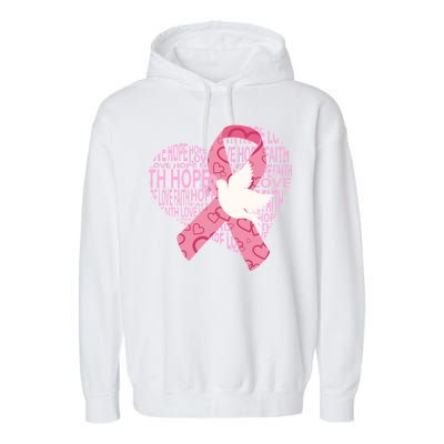 Breast Cancer Ribbon Of Love  Garment-Dyed Fleece Hoodie