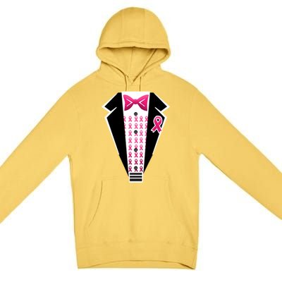 Breast Cancer Ribbon Tuxedo Premium Pullover Hoodie