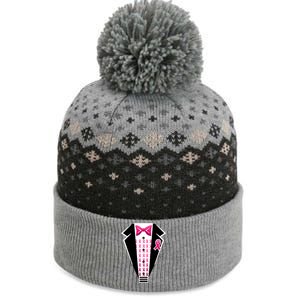 Breast Cancer Ribbon Tuxedo The Baniff Cuffed Pom Beanie