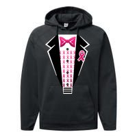 Breast Cancer Ribbon Tuxedo Performance Fleece Hoodie