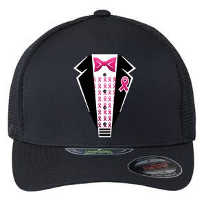 Breast Cancer Ribbon Tuxedo Flexfit Unipanel Trucker Cap