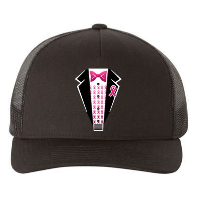 Breast Cancer Ribbon Tuxedo Yupoong Adult 5-Panel Trucker Hat