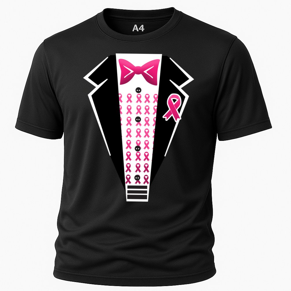 Breast Cancer Ribbon Tuxedo Cooling Performance Crew T-Shirt