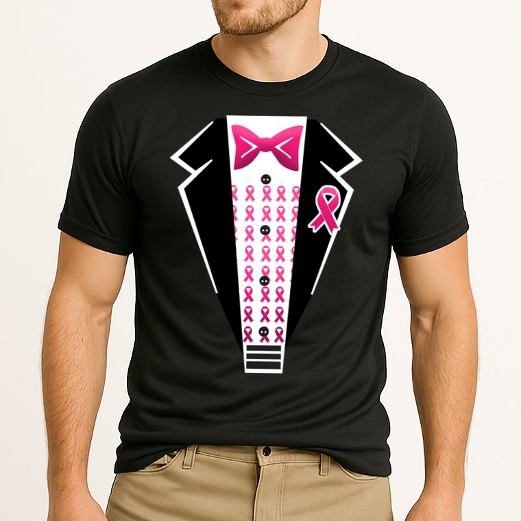 Breast Cancer Ribbon Tuxedo Cooling Performance Crew T-Shirt