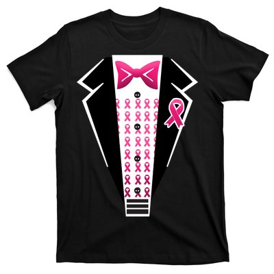 Breast Cancer Ribbon Tuxedo T-Shirt