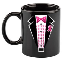 Breast Cancer Ribbon Tuxedo 11oz C Handle Ceramic Mug