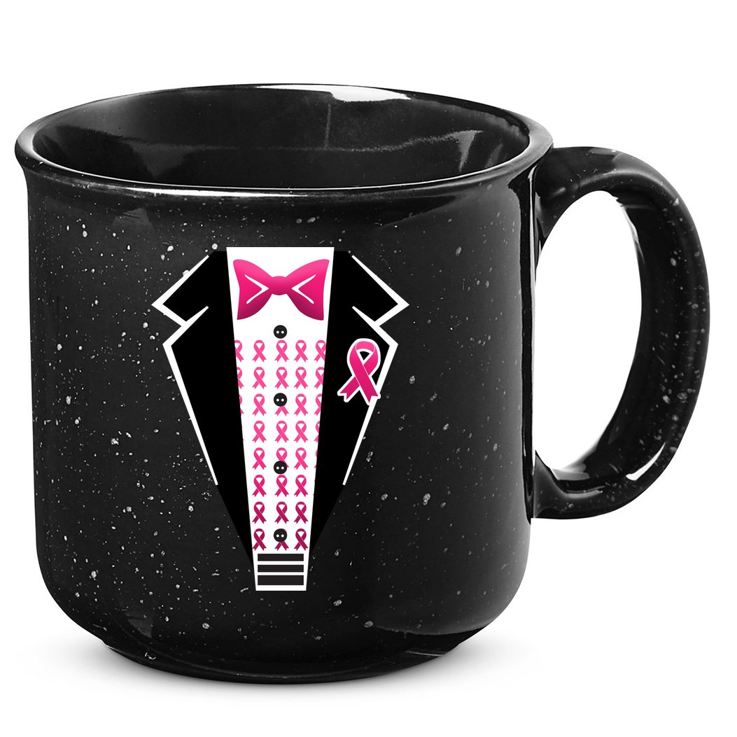 Breast Cancer Ribbon Tuxedo 15oz Campfire Ceramic Mug