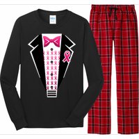 Breast Cancer Ribbon Tuxedo Long Sleeve Pajama Set