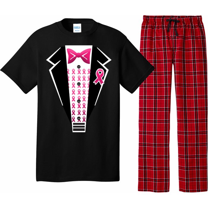 Breast Cancer Ribbon Tuxedo Pajama Set