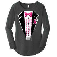 Breast Cancer Ribbon Tuxedo Women's Perfect Tri Tunic Long Sleeve Shirt