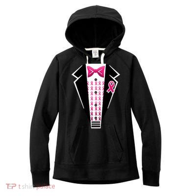 Breast Cancer Ribbon Tuxedo Women's Fleece Hoodie