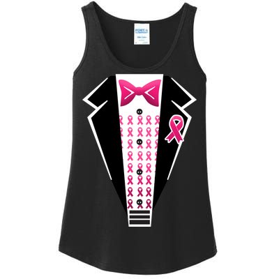 Breast Cancer Ribbon Tuxedo Ladies Essential Tank