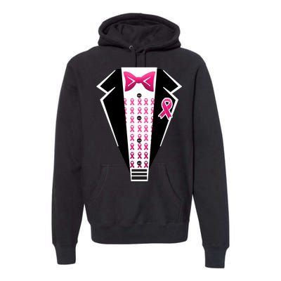 Breast Cancer Ribbon Tuxedo Premium Hoodie