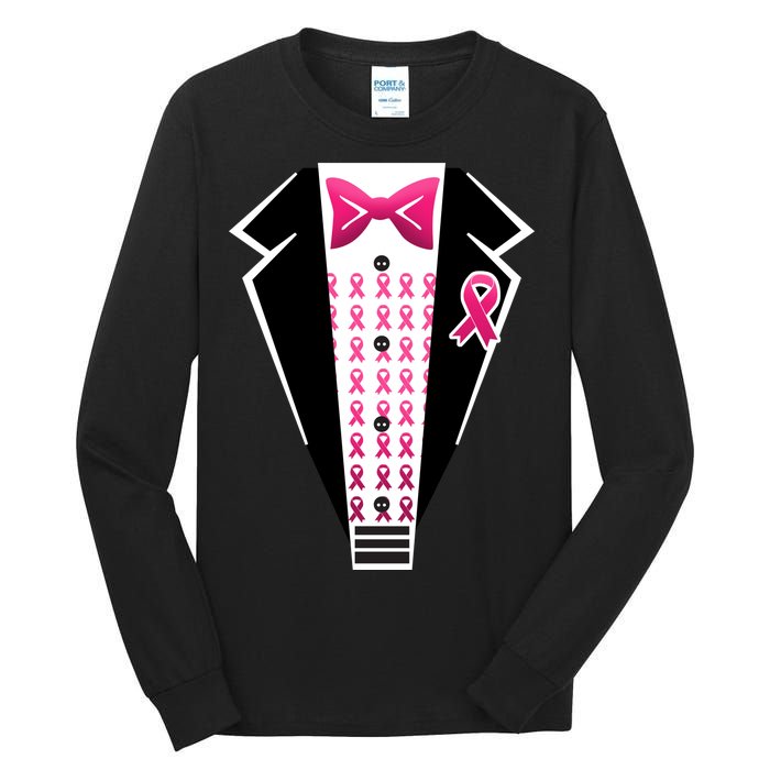 Breast Cancer Ribbon Tuxedo Tall Long Sleeve T-Shirt