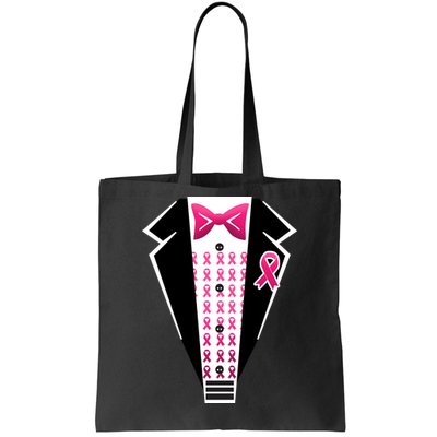 Breast Cancer Ribbon Tuxedo Tote Bag