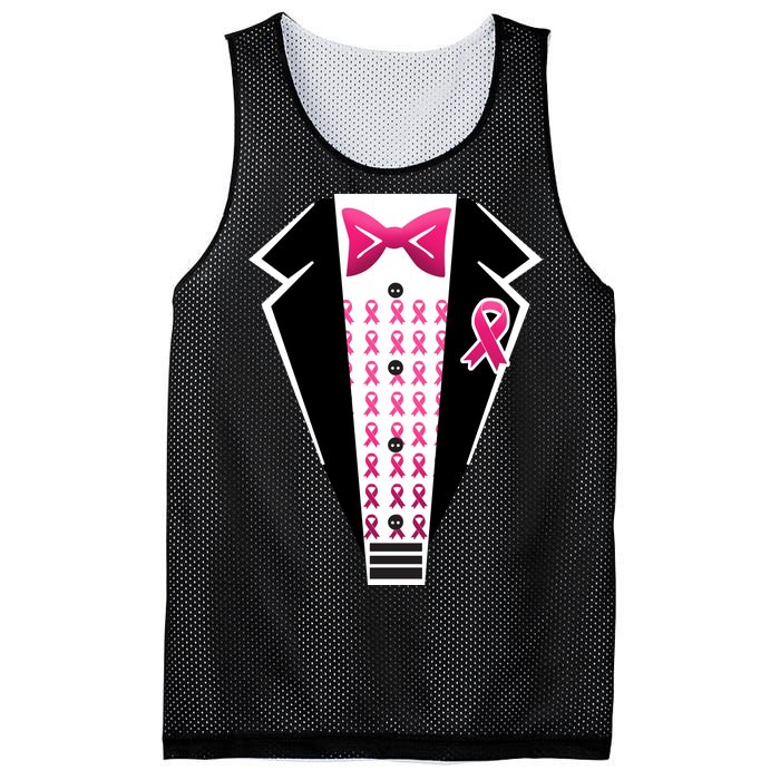 Breast Cancer Ribbon Tuxedo Mesh Reversible Basketball Jersey Tank