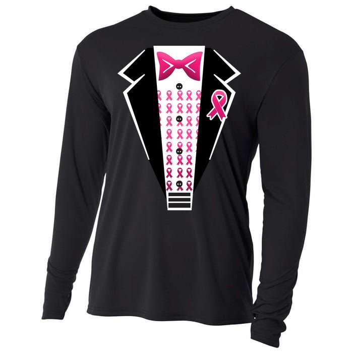 Breast Cancer Ribbon Tuxedo Cooling Performance Long Sleeve Crew