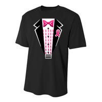 Breast Cancer Ribbon Tuxedo Youth Performance Sprint T-Shirt